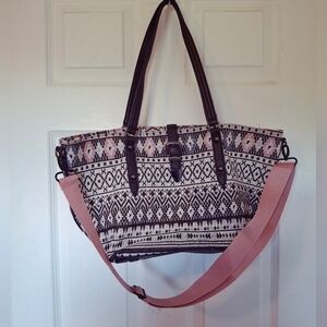 Jessica Simpson Canvas Travel Tote Aztec Patterned Bag